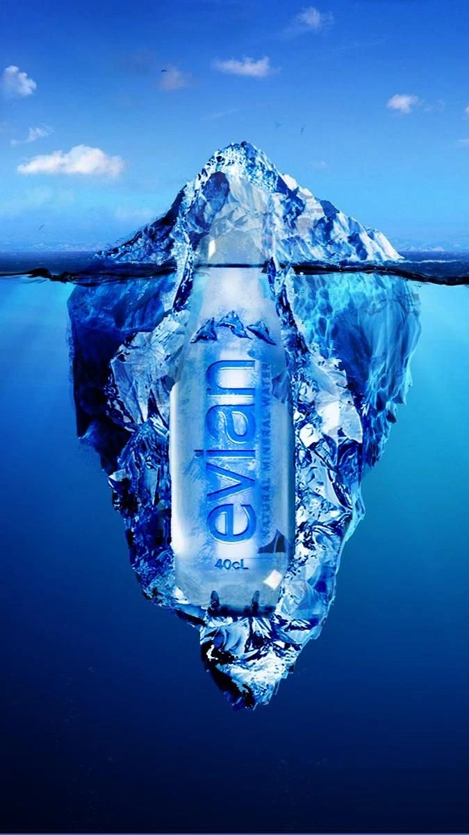 Packaged Drinking Water creative ad: Bottle fused with ice mountain