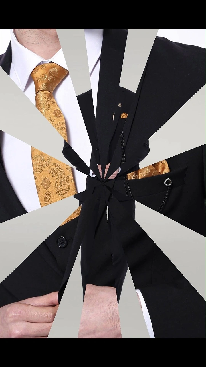 Men's Suits & Formal Wear creative ad: Radial fragmented tailoring composition