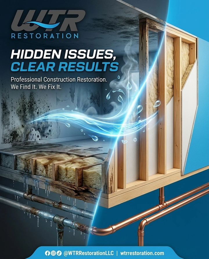 Waterproofing creative ad: House cutaway visualizes hidden water damage