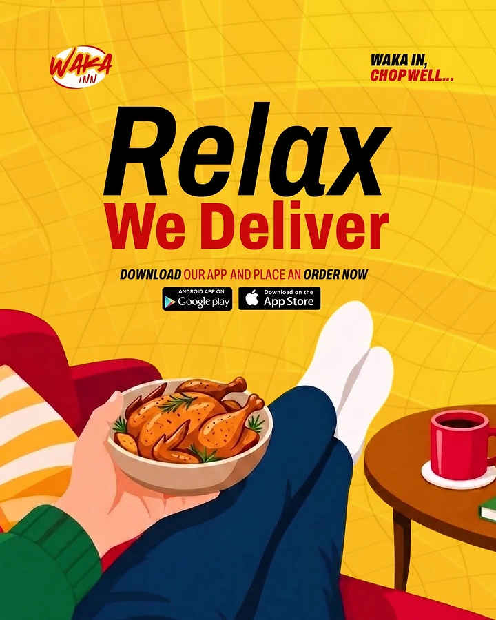 Food Delivery Apps creative ad: Relaxation visual metaphor supports delivery promise