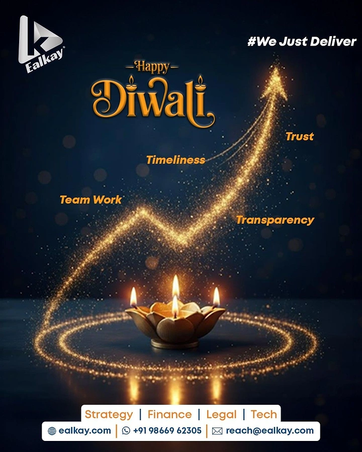Diwali creative ad: Lotus diya with a golden sparkle trail rising into an upward arrow