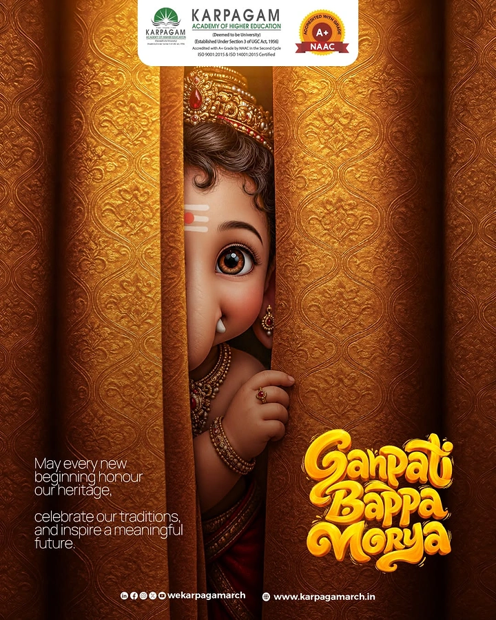 Ganesh Chaturthi creative ad: Baby Ganesha peeking through golden curtains