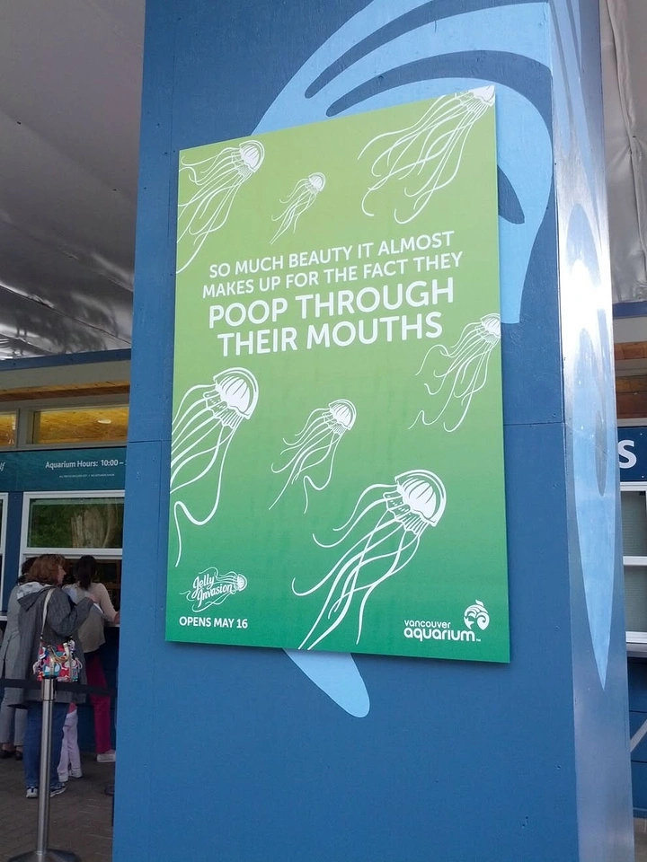 Aquarium Shops creative ad: Witty jellyfish poop copy, aquarium poster