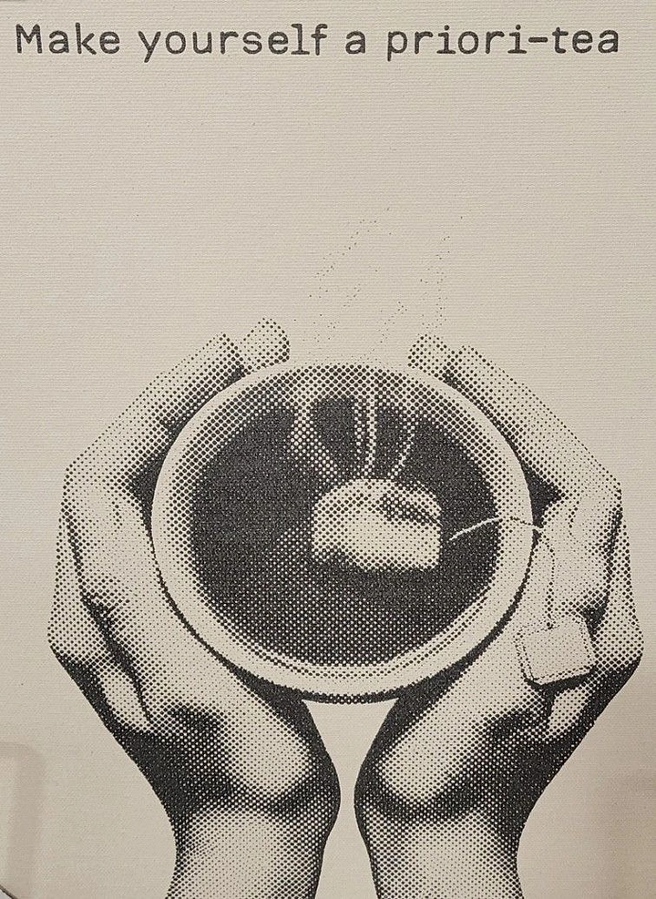 Tea & Chai Brands creative ad: Halftone hands, 'priori-tea' pun