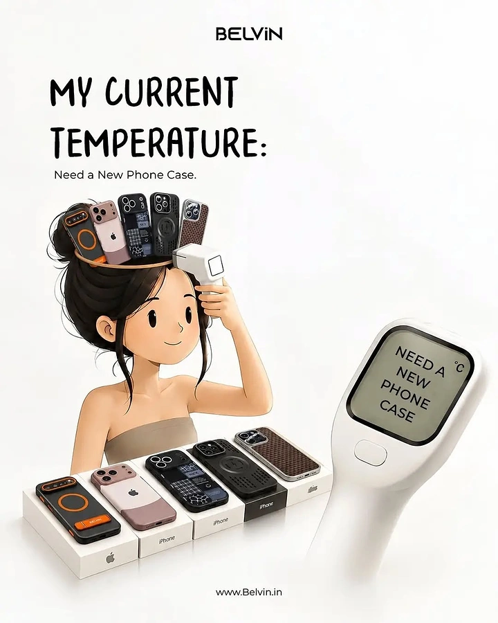 Phone Cases & Mobile Accessories creative ad: Temperature pun drives product message