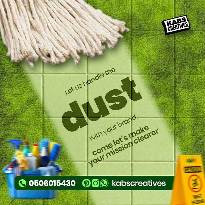 Cleaning Services creative ad: 'Dust' word shown on mopped floor