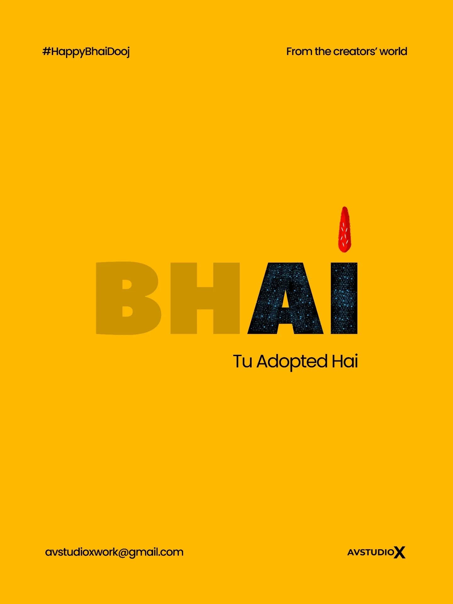 The word BHAI with a red tilak dotting the I