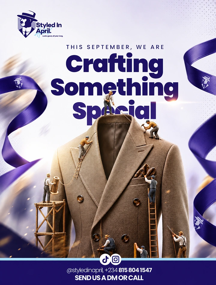 Tailors & Alterations creative ad: Miniature workers on ladders building giant jacket
