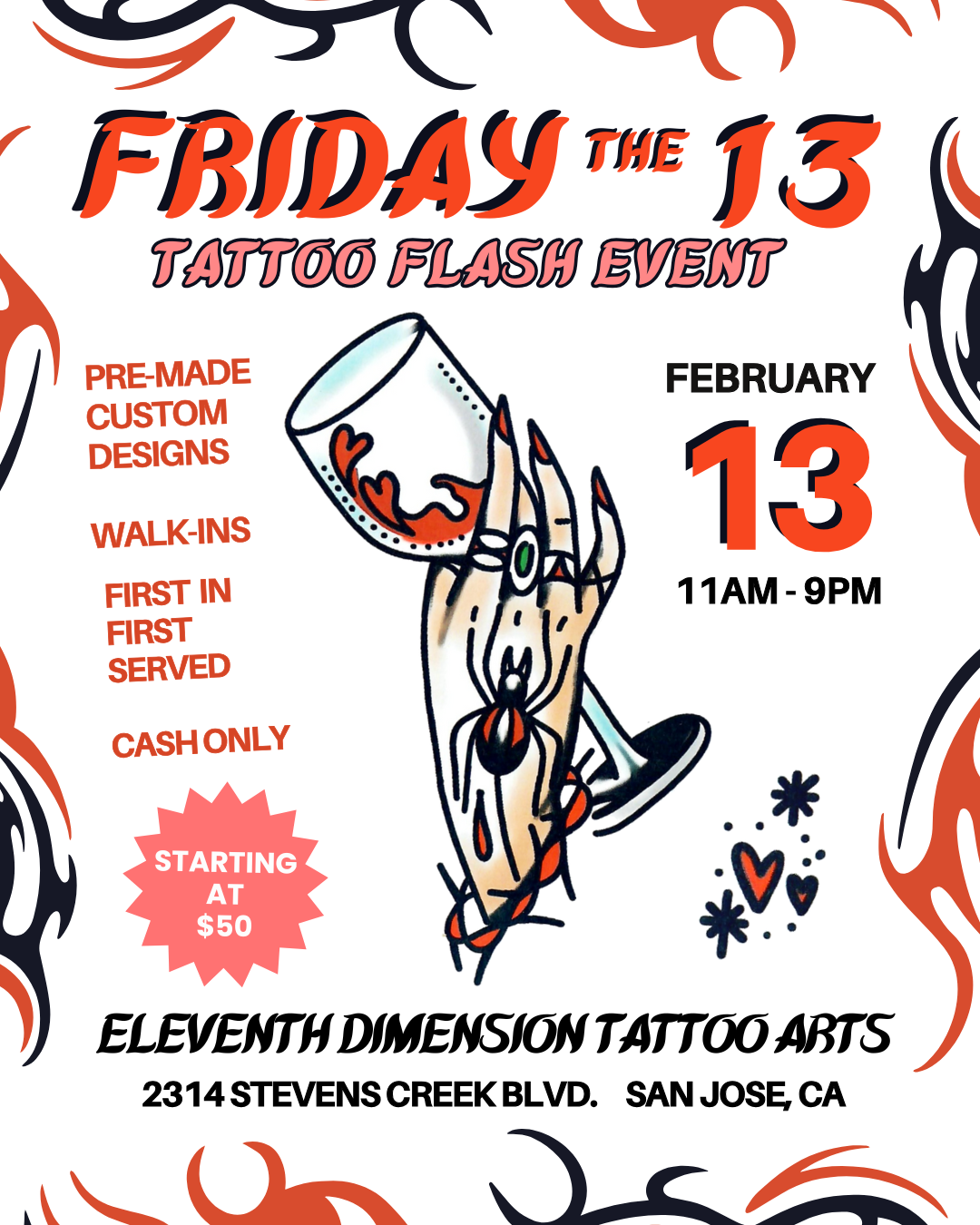 Instagram post: Friday 13th flash art ties to occasion