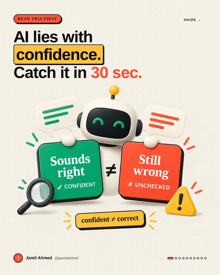 Online Courses & E-learning creative ad: AI confidence versus unchecked answers