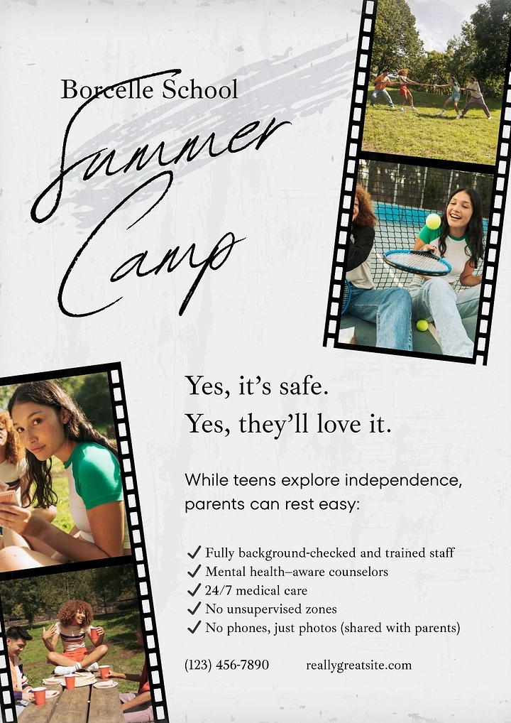 Summer Camps & Kids Activities creative ad: Scrapbook photo collage with expressive lettering