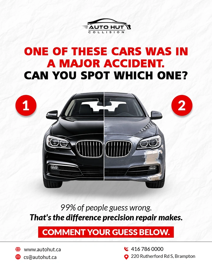 Auto Repair & Garages creative ad: Split car spot-the-repair challenge