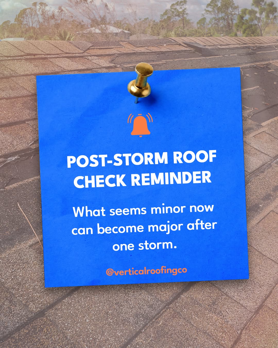 Instagram post: Reminder note pinned onto roof shingles