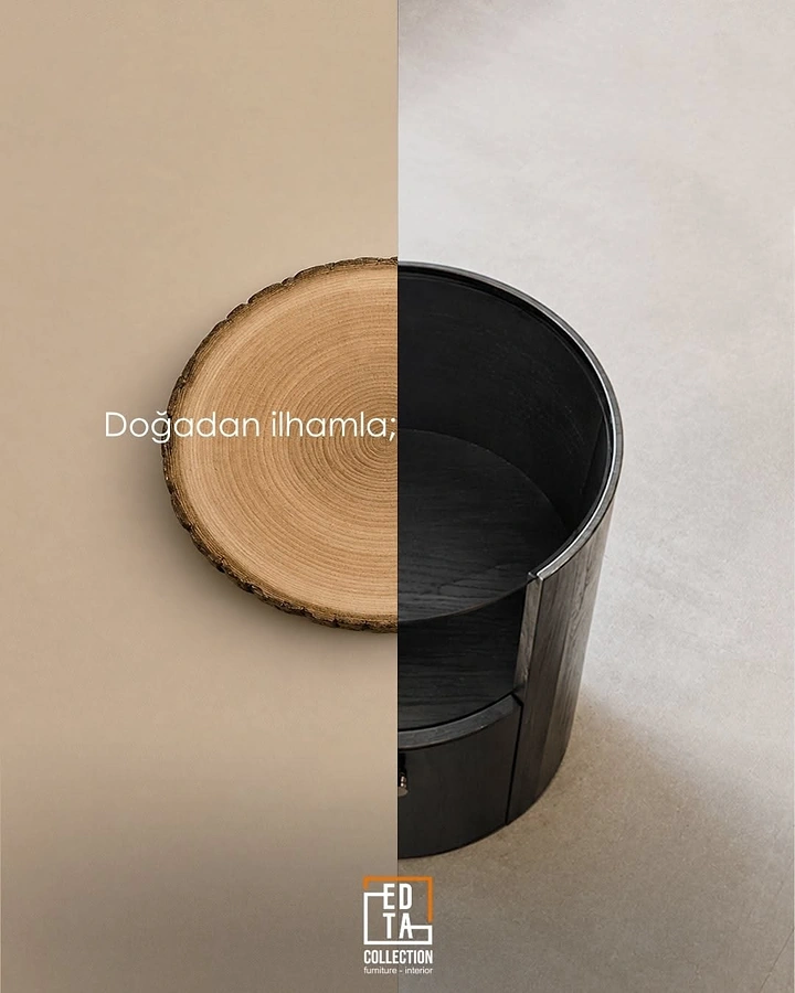 Carpenters & Woodwork creative ad: Raw log split into finished furniture piece