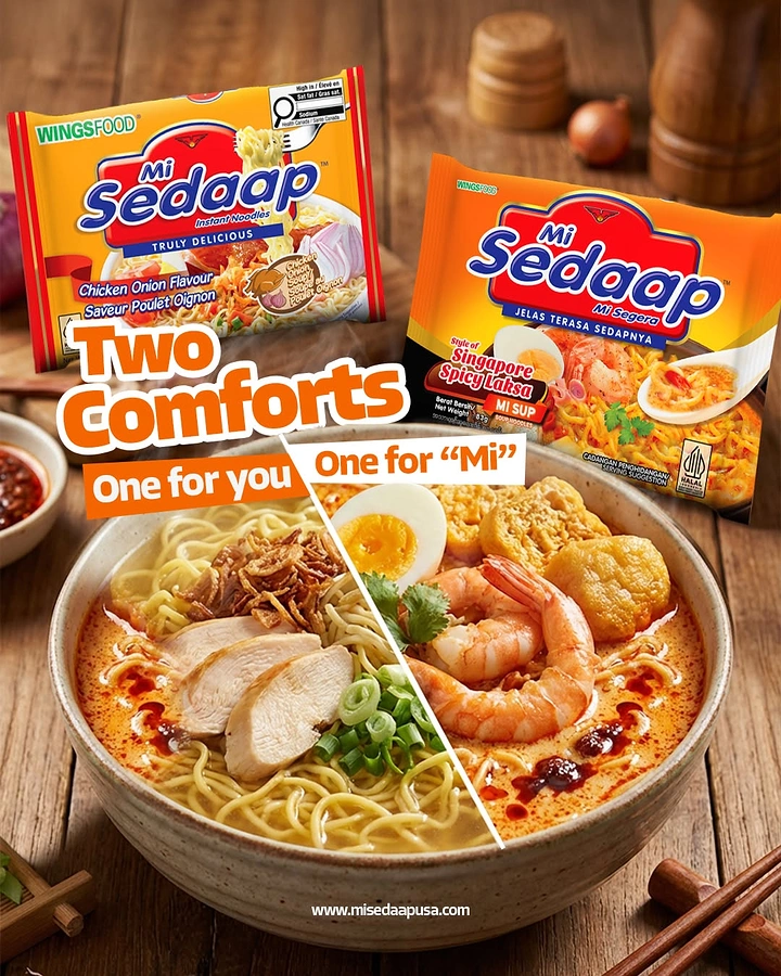 Instant Noodles & Pasta Brands creative ad: Split bowl turns two flavors into comfort