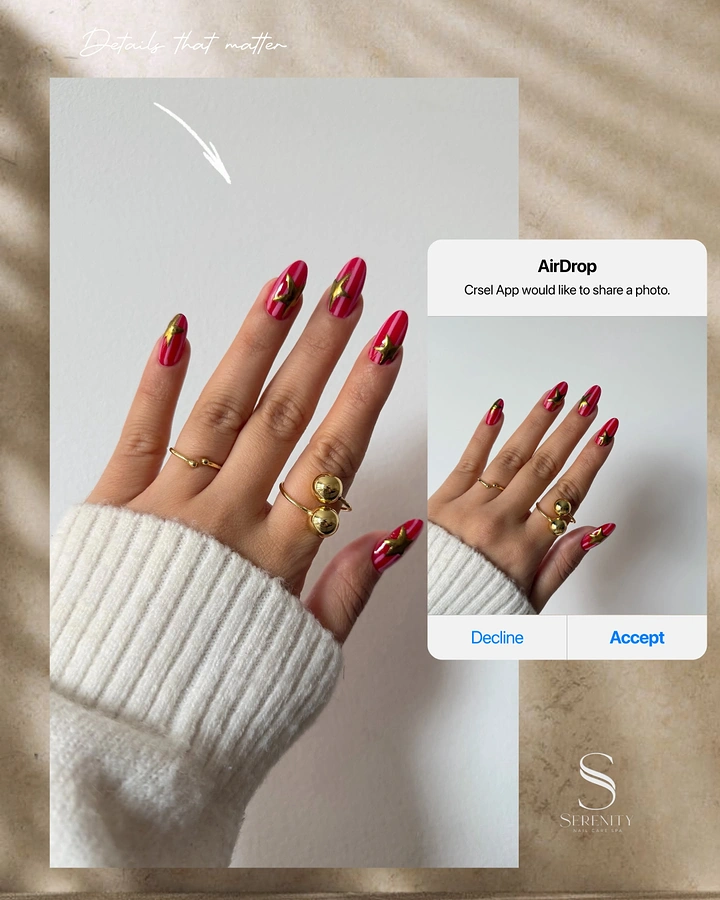 Nail Salons creative ad: AirDrop prompt sharing nail photo idea