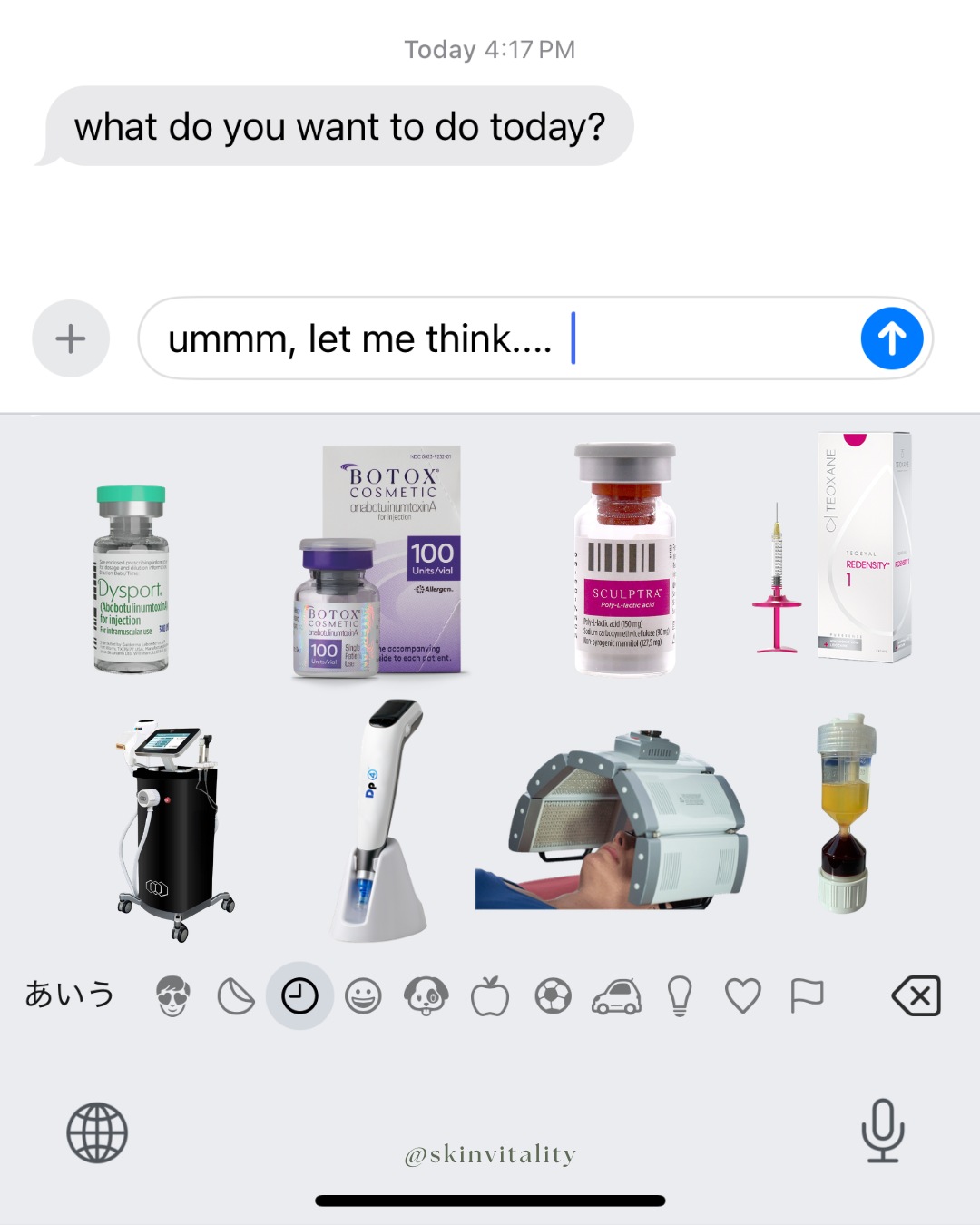 Instagram post: Treatments as phone emoji keyboard