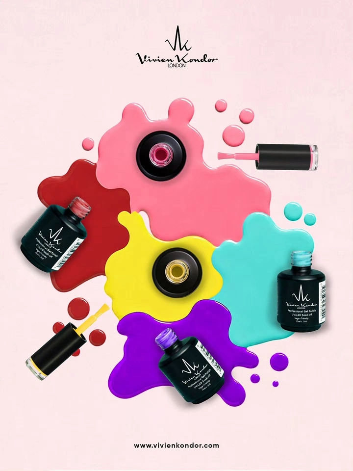 Nail Polish Brands creative ad: Colorful polish blobs form flower-like composition