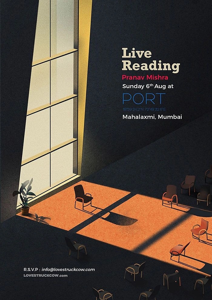 Bookstores creative ad: Cinematic sunlit empty room waiting for readers
