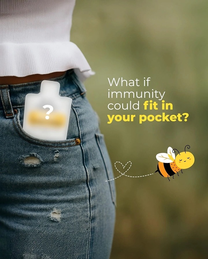 Honey Brands creative ad: Immunity cleverly framed as pocketable