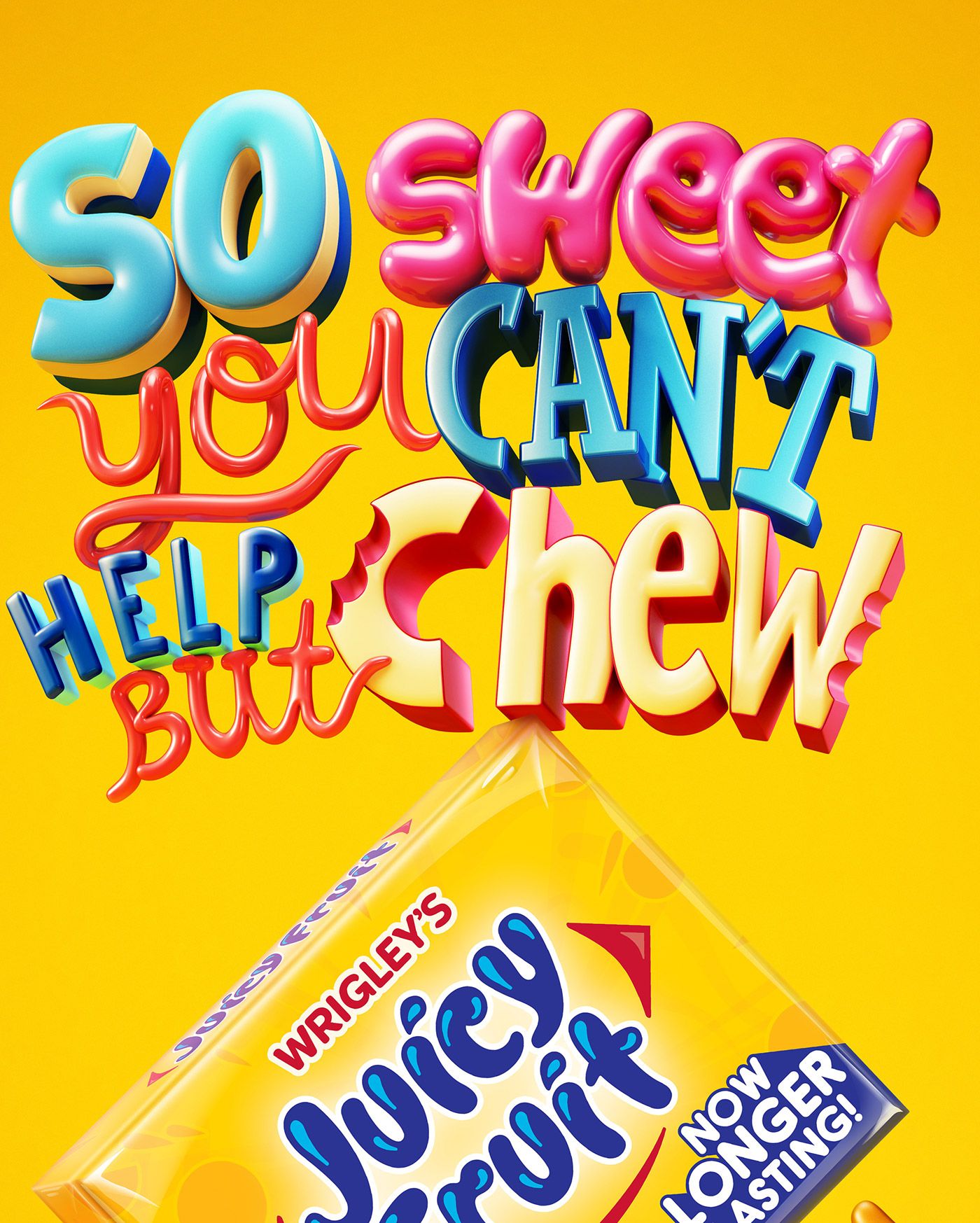 Instagram post: Witty chewing copy drives typography