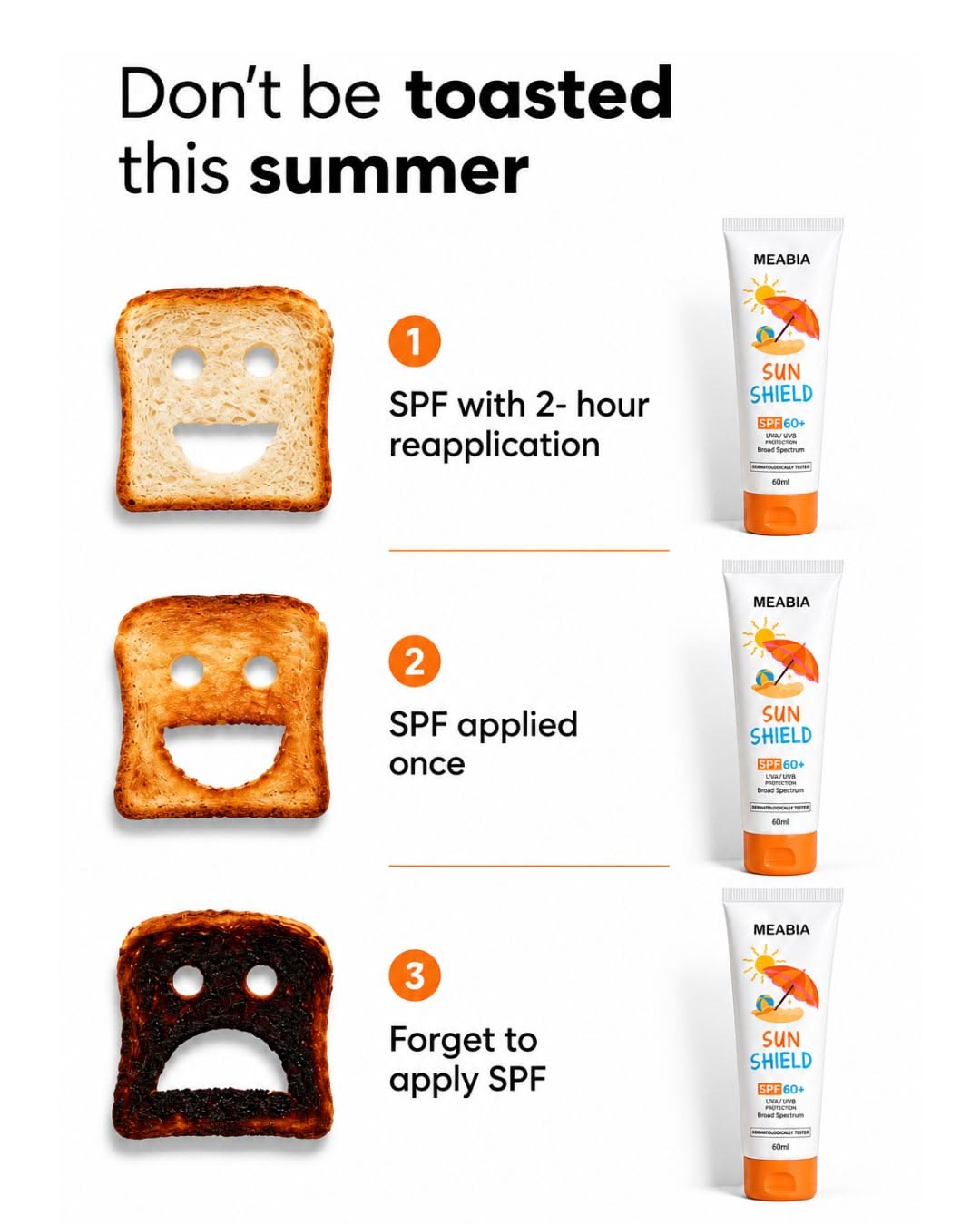 Instagram post: Toast metaphor explains reapplication clearly
