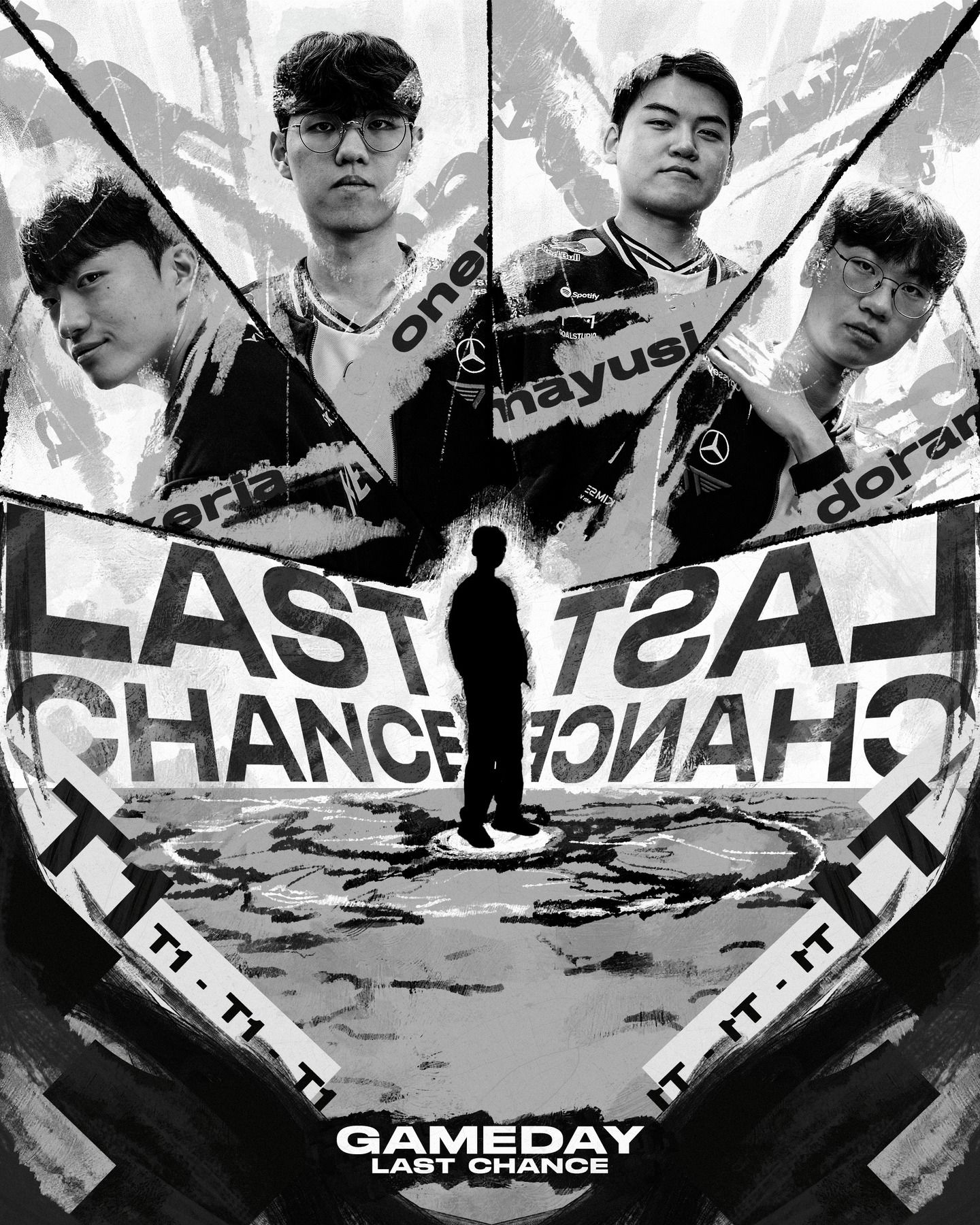 Instagram post: Mirrored 'Last Chance' type, grunge art