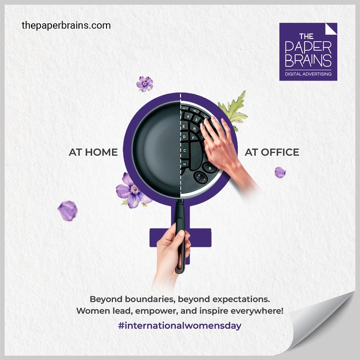 Women's Day creative ad: Venus symbol split between frying pan and keyboard