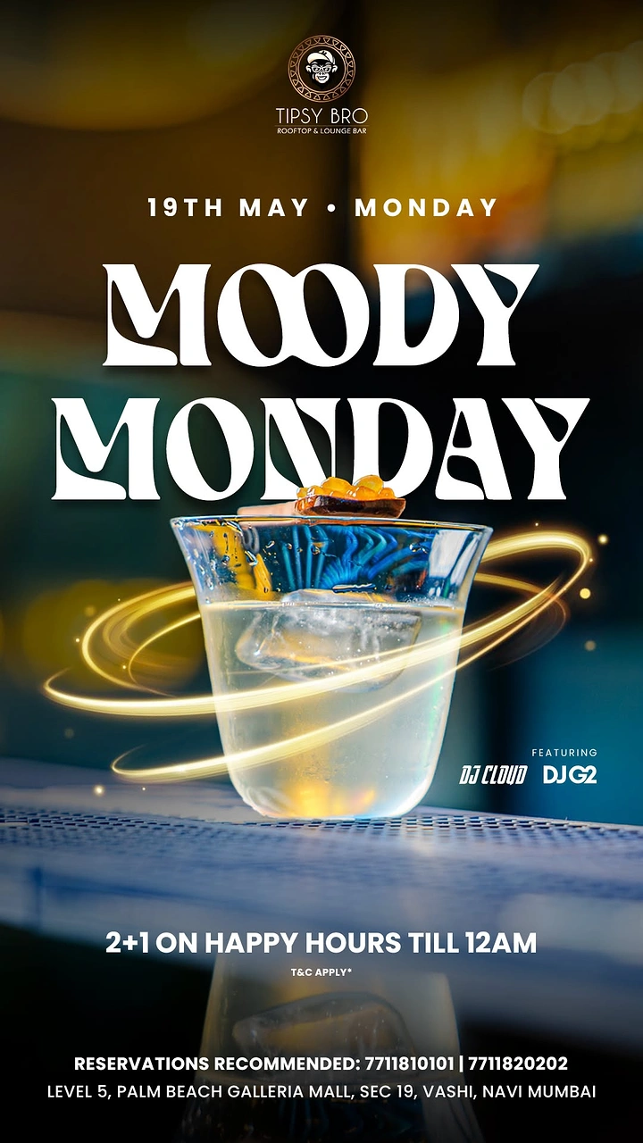 Bars & Pubs creative ad: Moody Monday uses drink as orbit