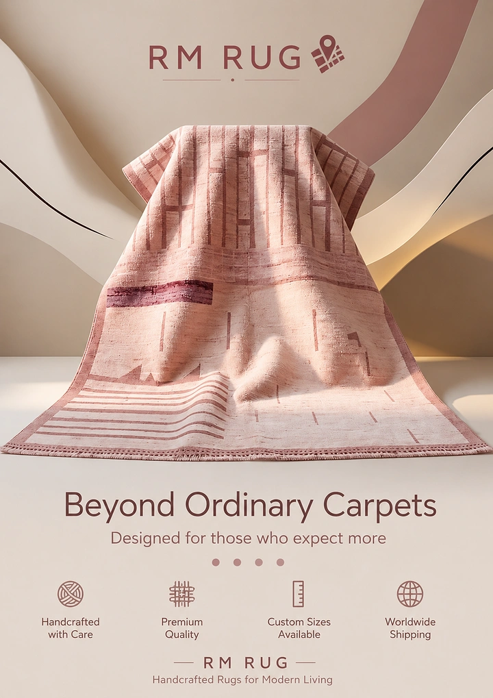 Rugs & Carpets creative ad: Rug styled like an elegant fashion garment