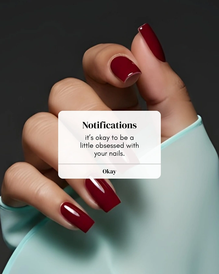 Nail Salons creative ad: Phone notification pop-up as witty nail copy