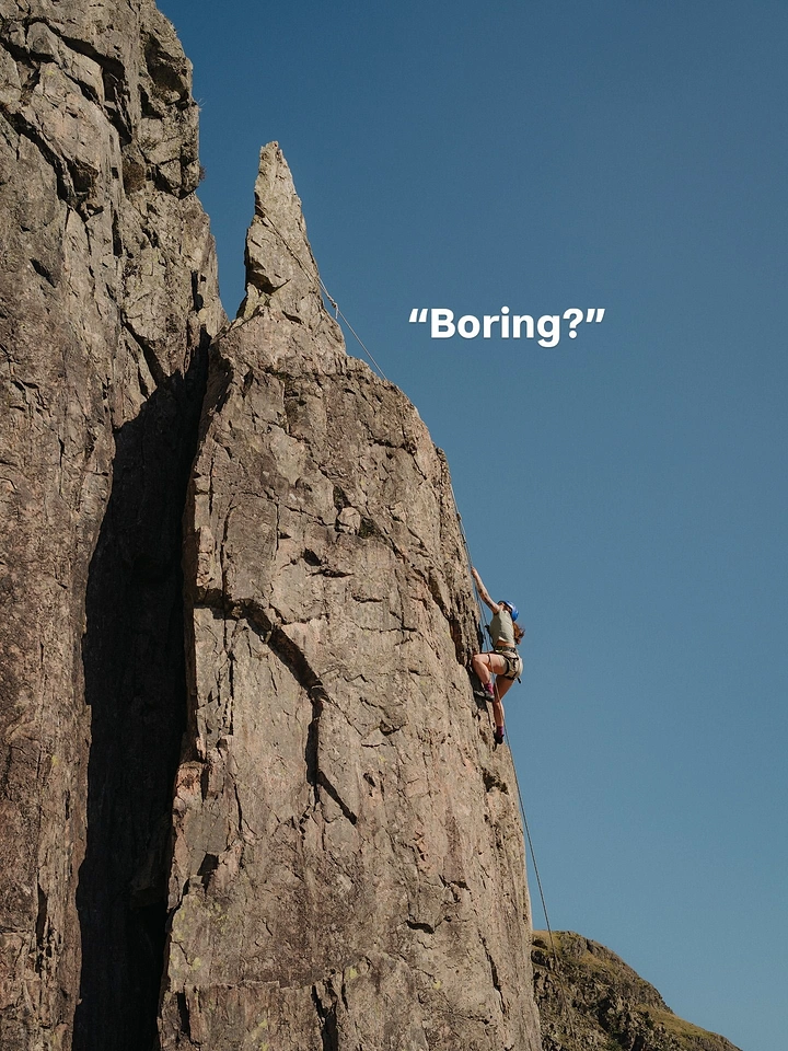 Adventure Sports & Trekking creative ad: Witty boring-versus-climbing contrast