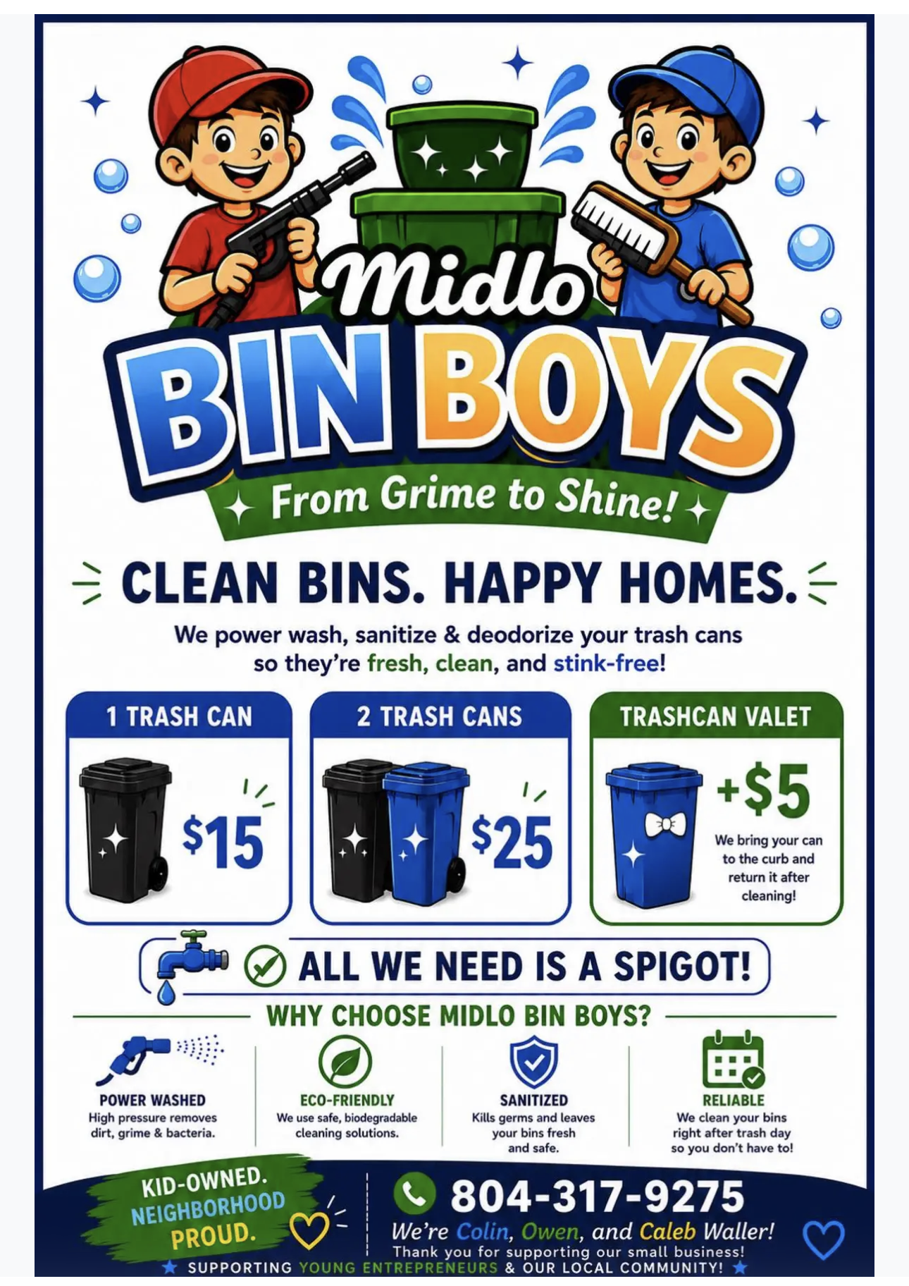 Story: Cartoon bin-cleaning characters add personality