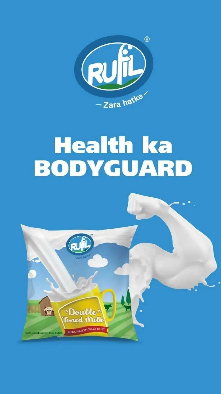 Dairy Brands creative ad: Milk splash flexing bicep, bodyguard pun