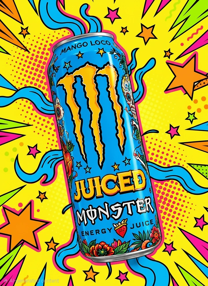 Energy & Sports Drinks creative ad: Memorable pop-art fruit energy visual