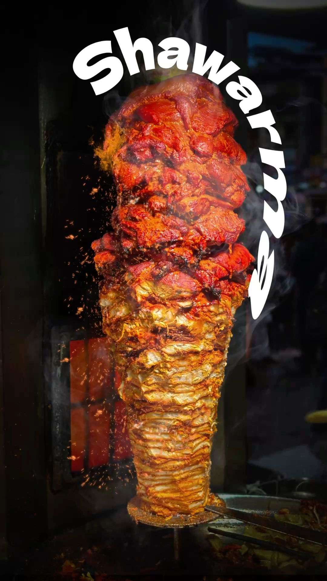 Story: Curved type wraps around meat spit