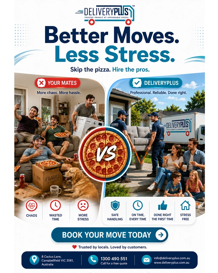 Movers & Packers creative ad: Witty 'skip the pizza' mates vs pros split