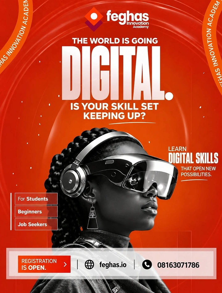 Online Courses & E-learning creative ad: Futuristic VR makes digital-learning metaphor