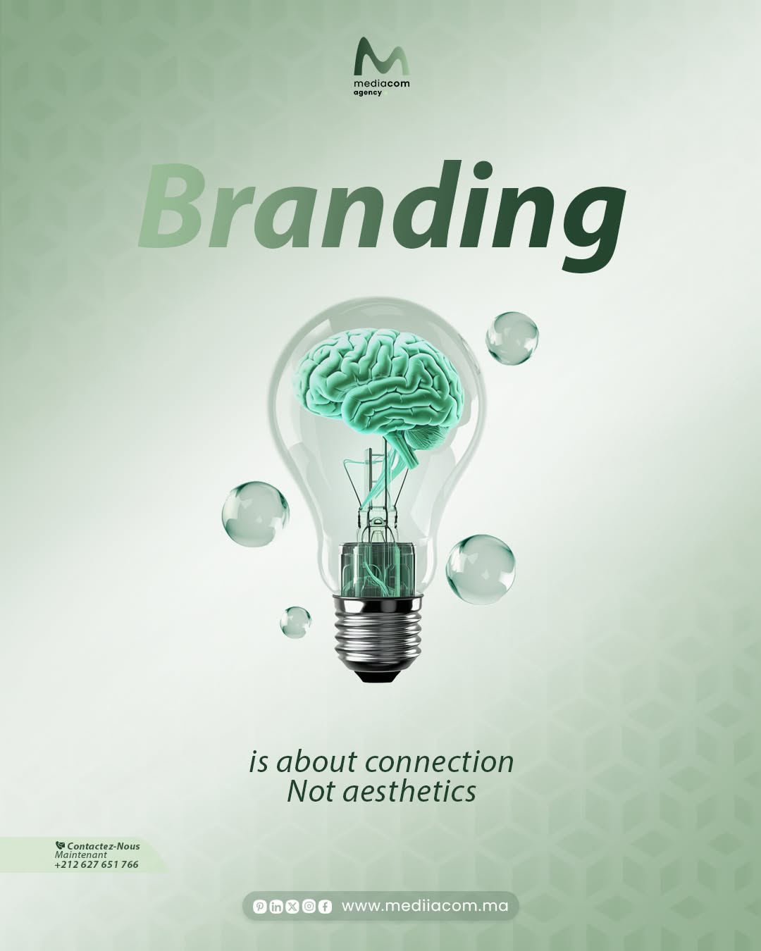 Instagram post: Brain inside lightbulb, connection copy