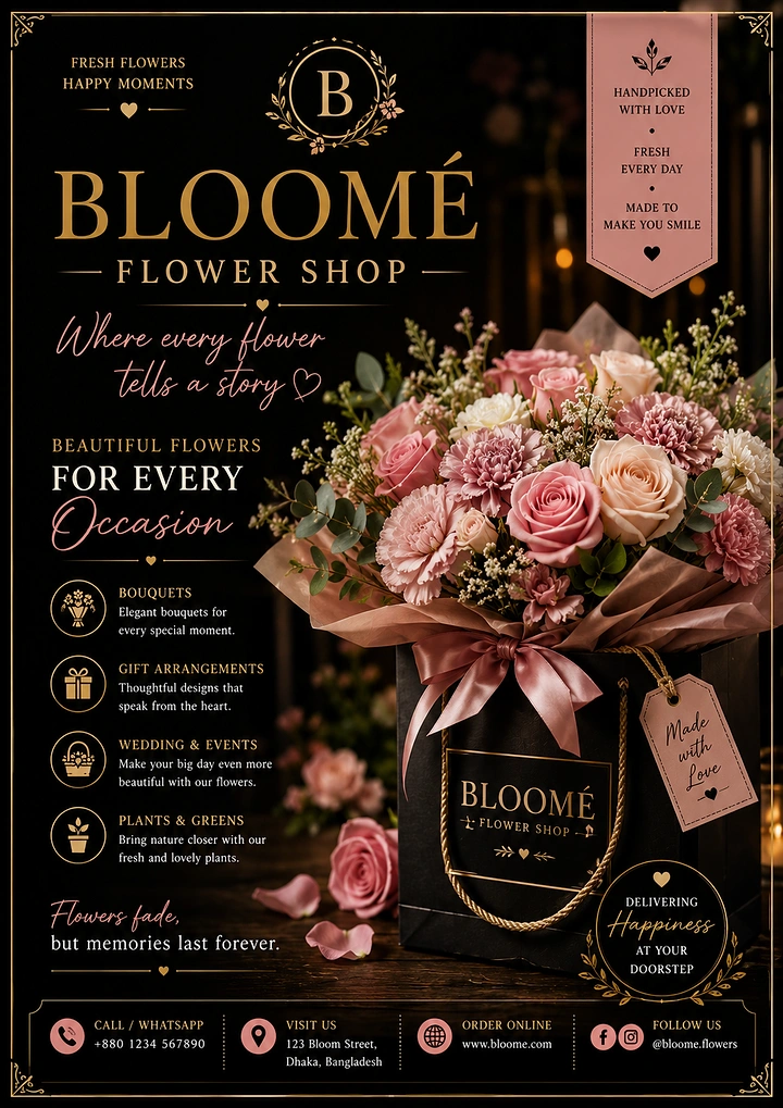 other-festival creative ad: Luxury pastel flower bouquet with branded gift packaging