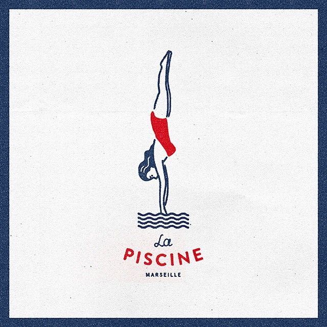 Instagram post: Diver forms elegant pool logo mark