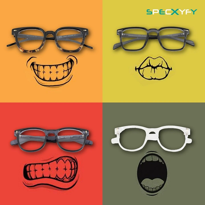 Opticians & Eye Care creative ad: Glasses as eyes of expressive faces