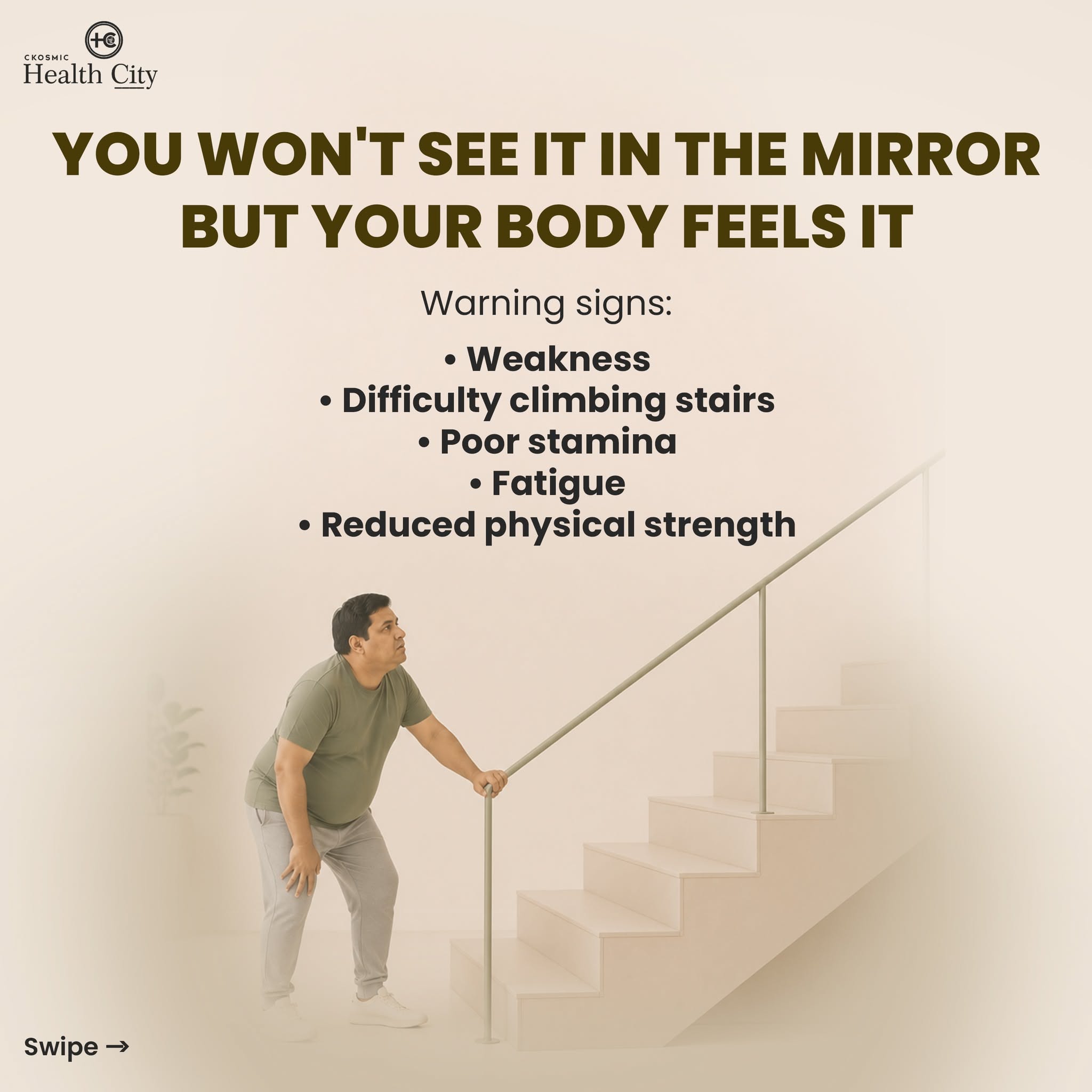 Instagram post: Strong obesity-stealing-muscle visual metaphor, slide 6