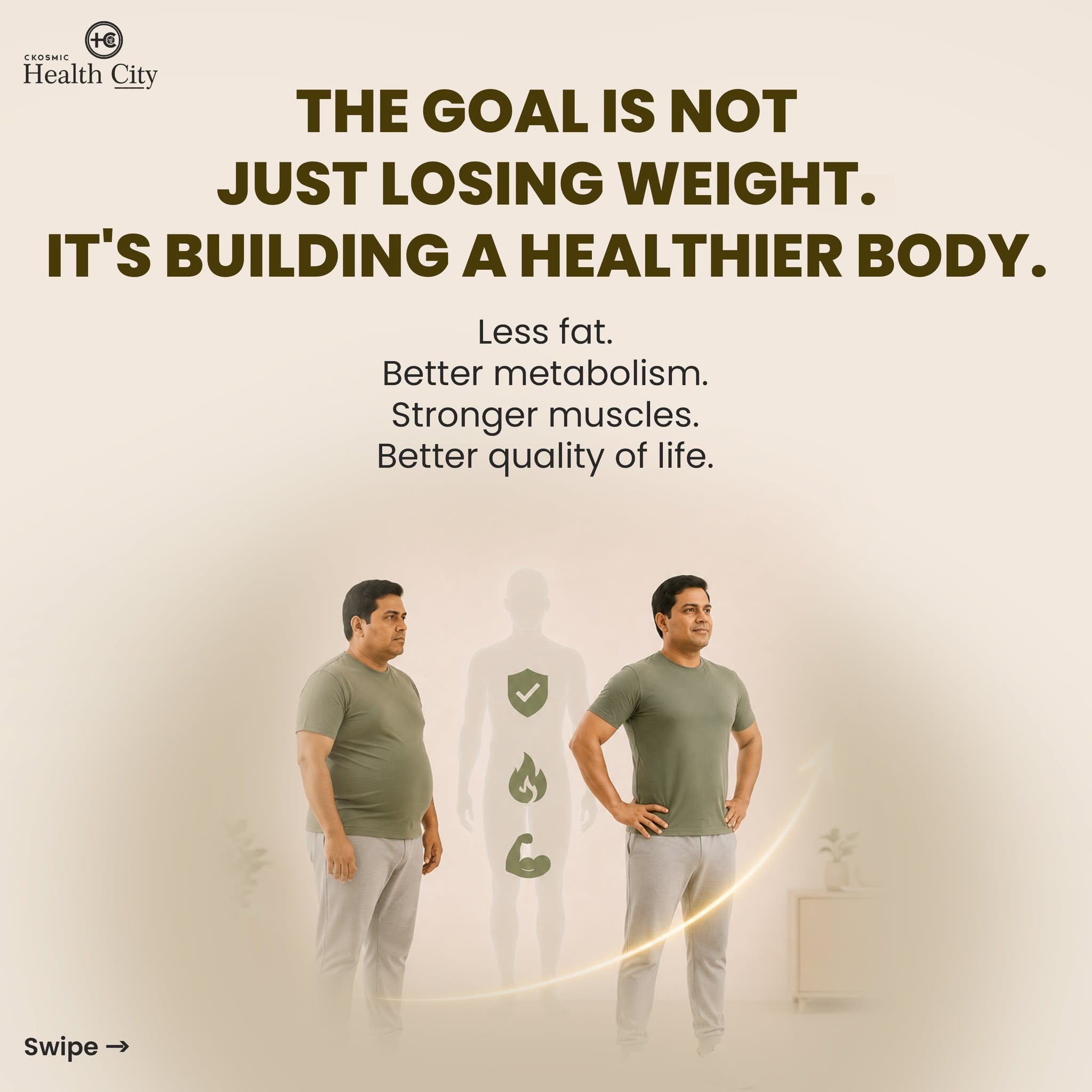 Instagram post: Strong obesity-stealing-muscle visual metaphor, slide 8