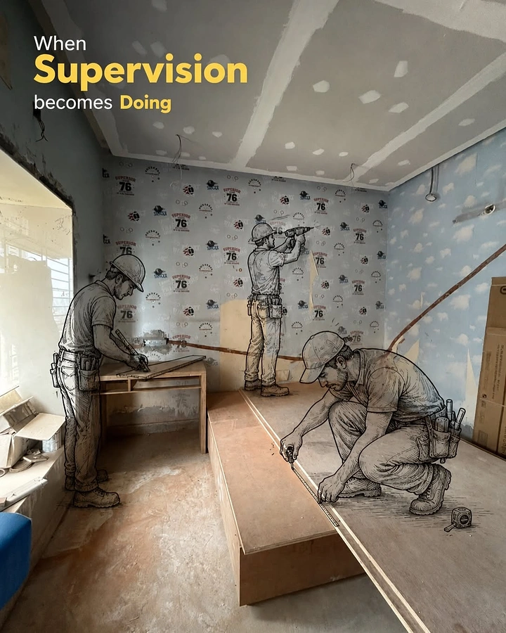Home Renovation & Remodeling creative ad: Illustrated supervision concept feels distinctive