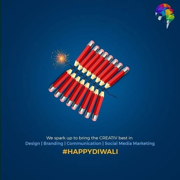 Diwali creative ad: Red pencils arranged as a string of firecrackers with a lit fuse