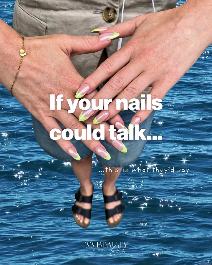 Nail Salons creative ad: 'Nails could talk' hook, surreal ocean cutout