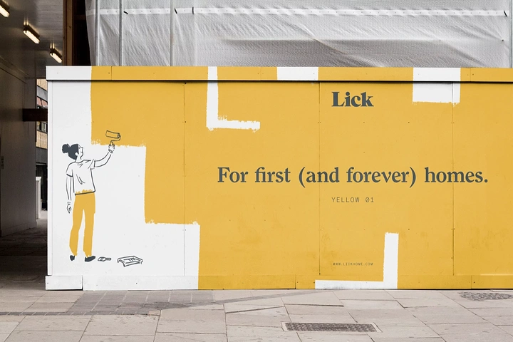 House Painters creative ad: Hoarding left half-painted by illustrated painter