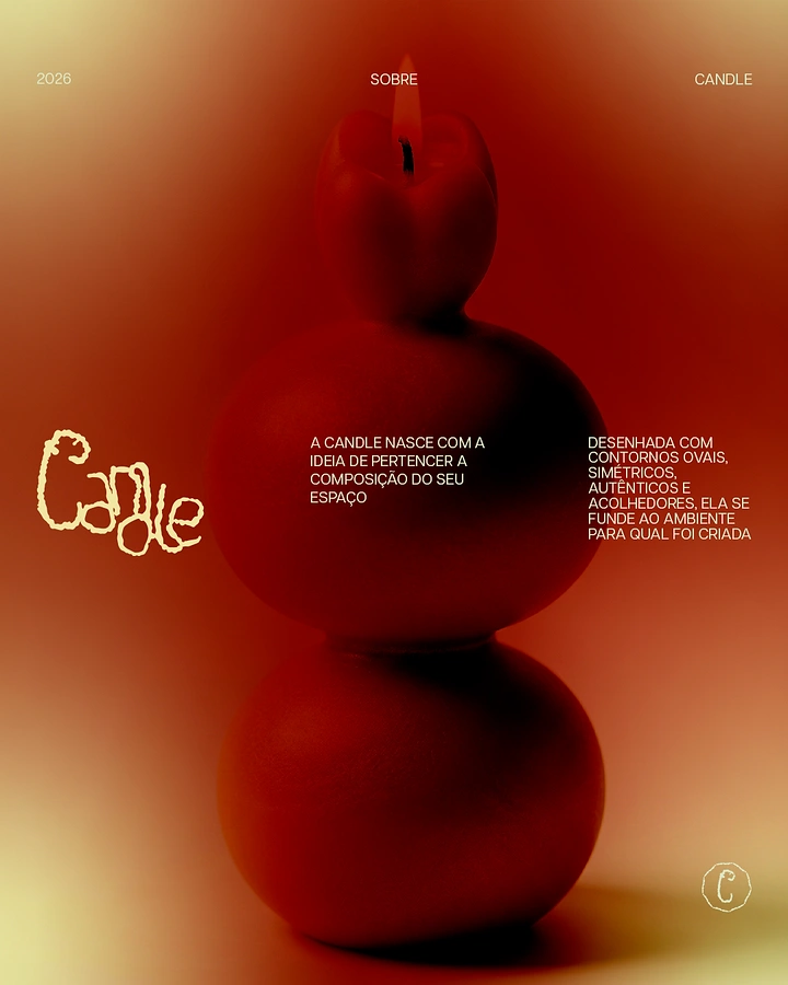 Candles & Home Fragrance creative ad: Sculptural candle, bold red editorial layout
