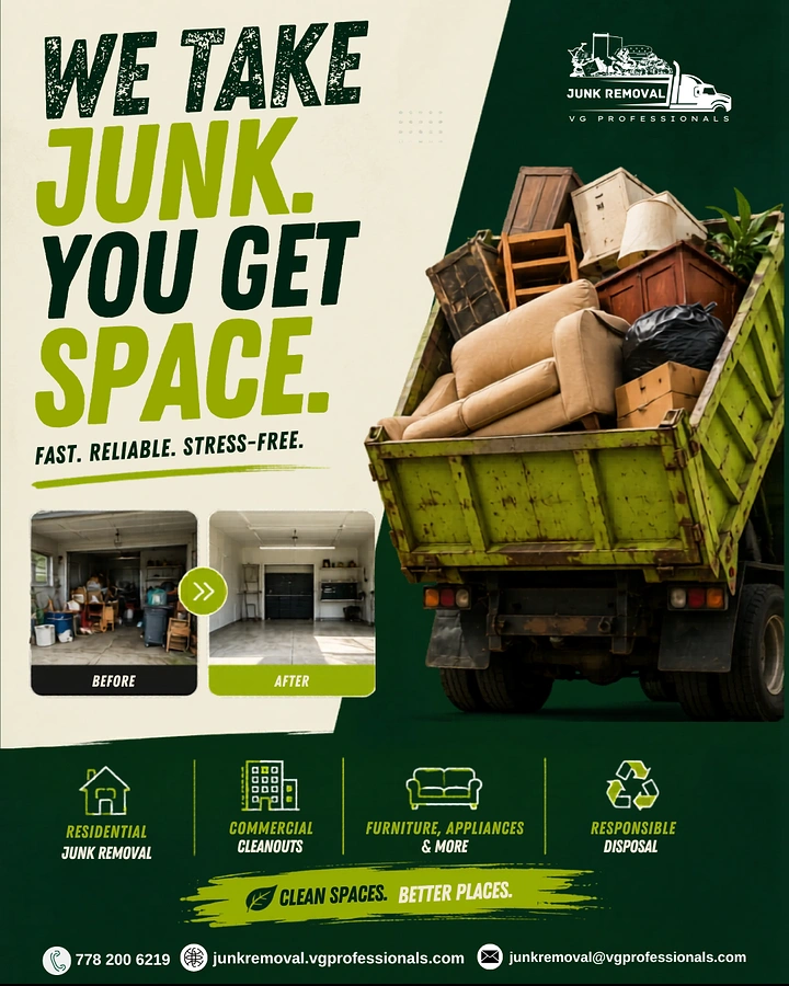 Junk Removal creative ad: Memorable space-after-junk transformation pun
